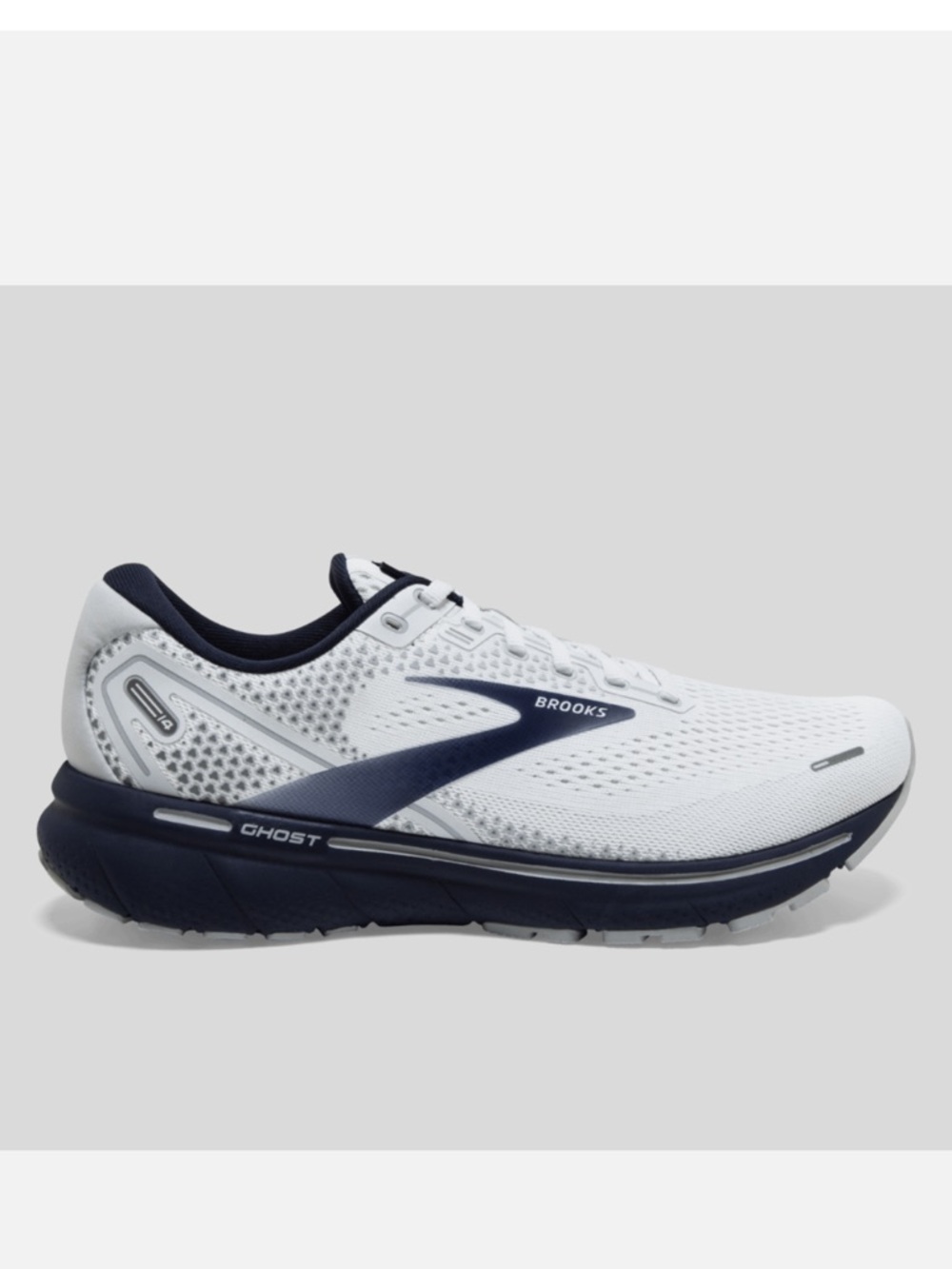 Brooks White and Navy Ghost Running Shoe